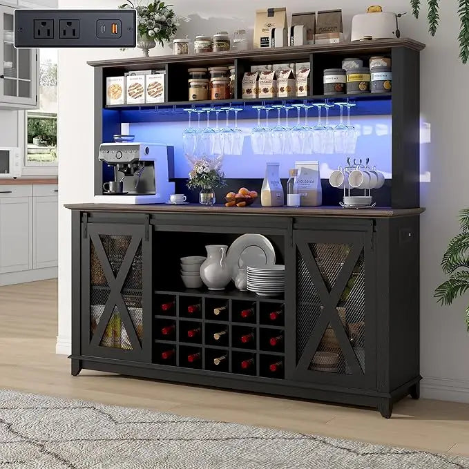 Coffee Wine Buffet Cabinet with LED