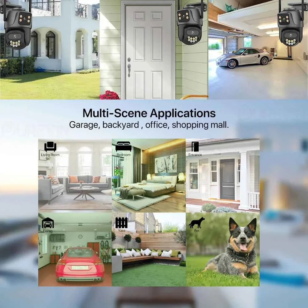 External Wifi PTZ Camera Dual Lens 4K 8MP HD Outdoor IP Camera 4MP Auto Tracking