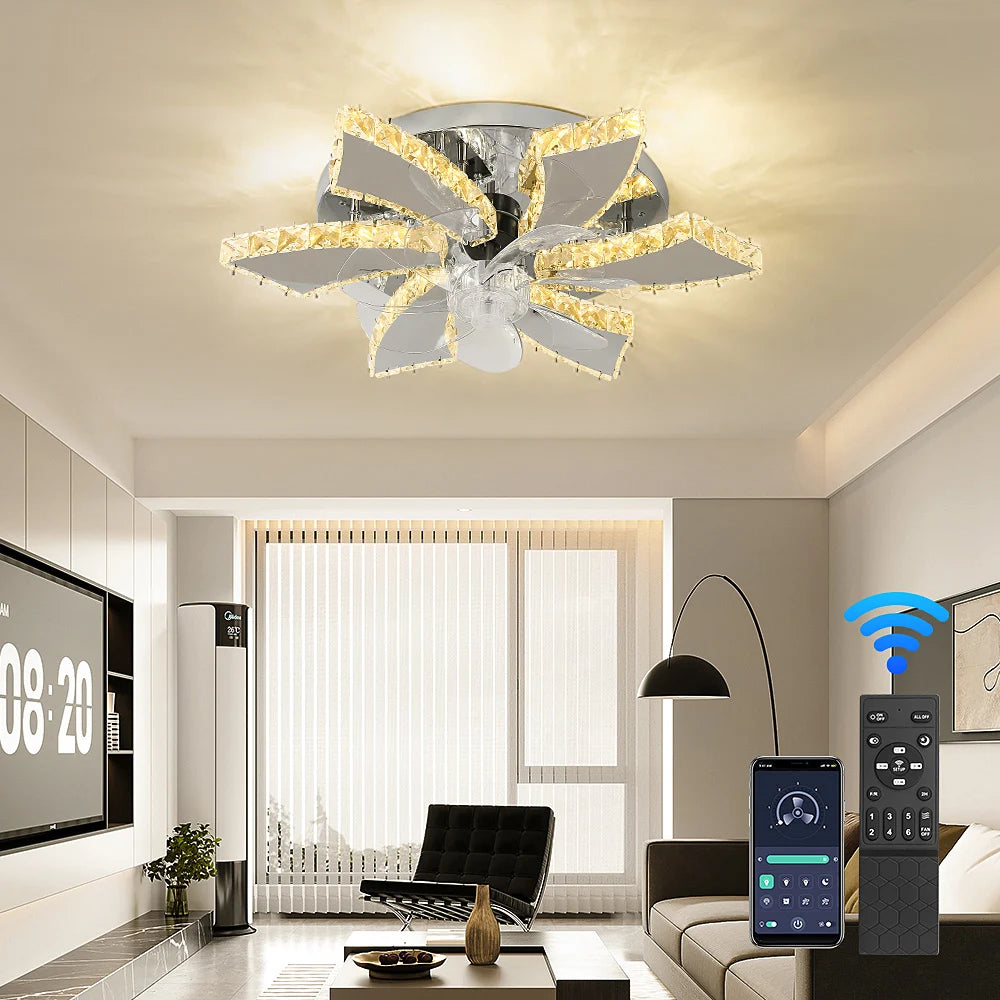 Modern Chandelier Ceiling Fan With Led Lamp