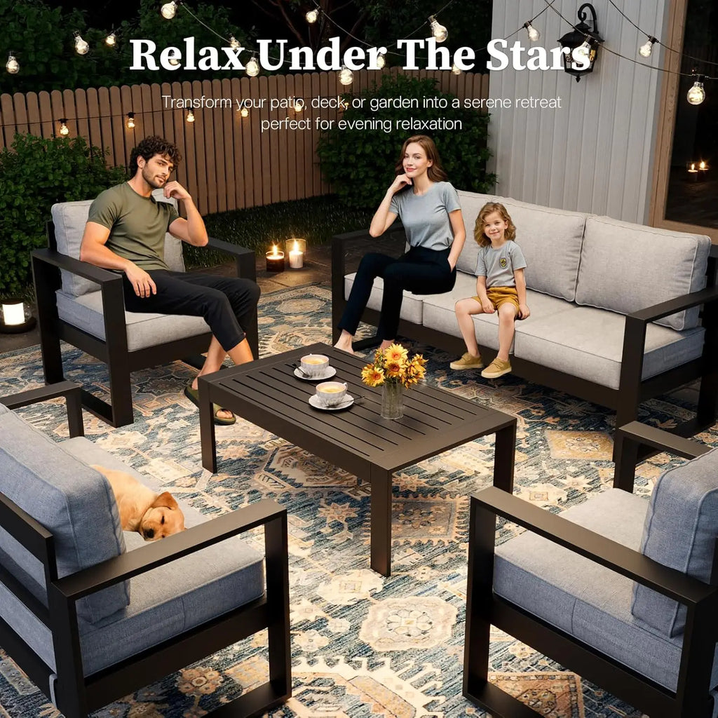 5 Piece Modern Aluminum Patio Furniture Set