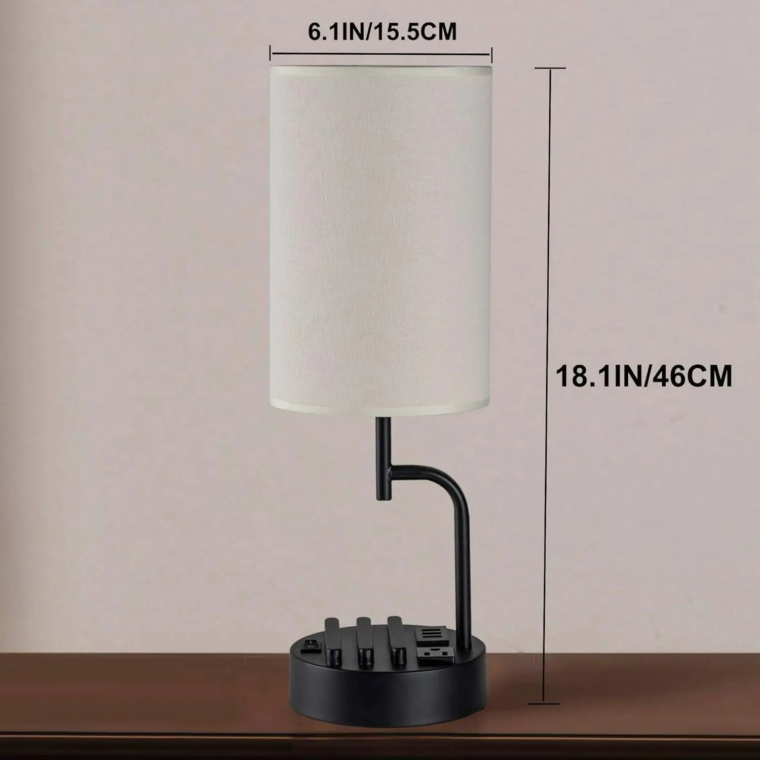 Table Lamp with 3 USB and AC Outlet