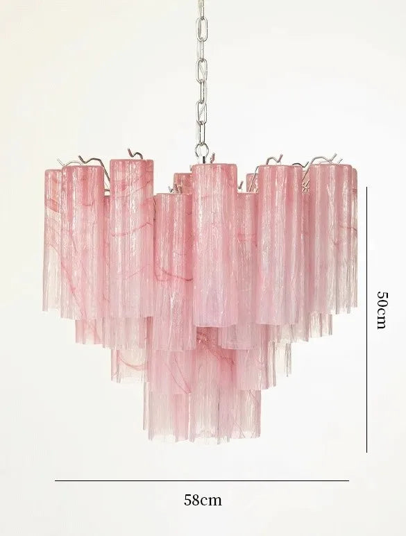 Art Deco Stained Glass Tube Chandeliers