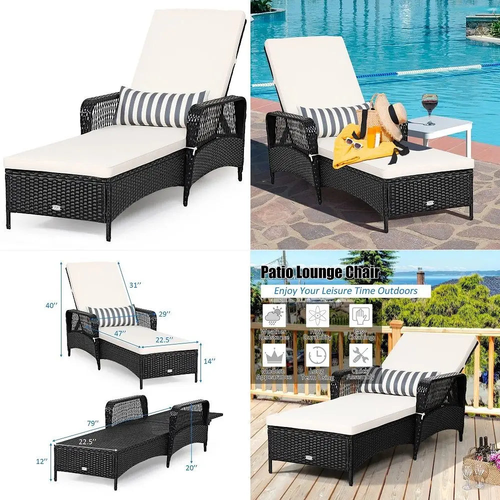 Outdoor Wicker Chaise Lounge