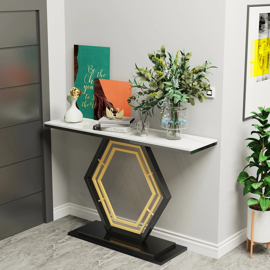 Metal Console Table, Narrow Hallway Tables for Entryway
