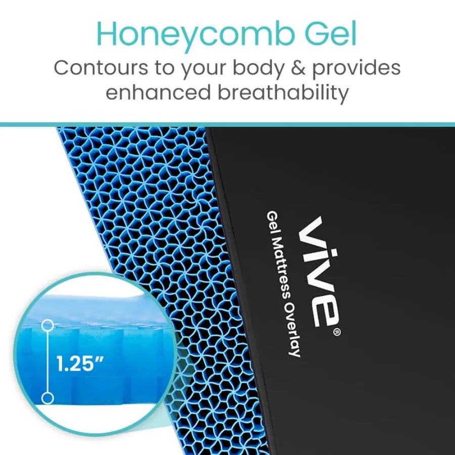 Cooling Gel Mattress Topper - Honeycomb Egg Crate Bed Pad for Hot Sleepers