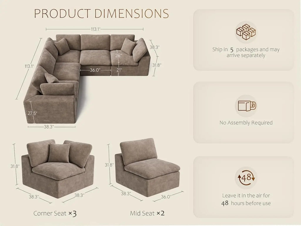 Cloud Couch Modular Sectional Couches for Living Room Corner