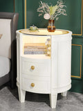 2-Drawer Nightstand with Glass Tabletop