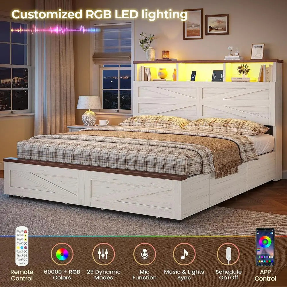 Queen Bed with 6 Drawers