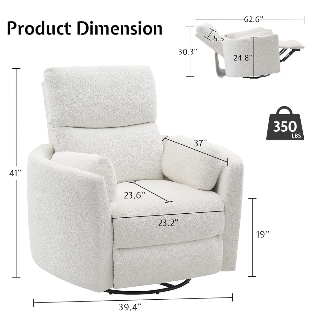 Power Recliner Chair Swivel Rocking Glider USB Type-C