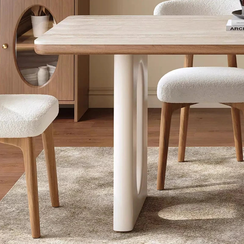 6 Person White Dining Table Luxury Design Modern Nordic