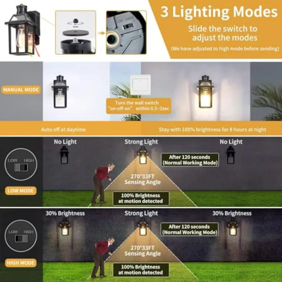 Porch Lights with GFCI Outlet, Dusk to Dawn Outdoor Lights with Outlet,