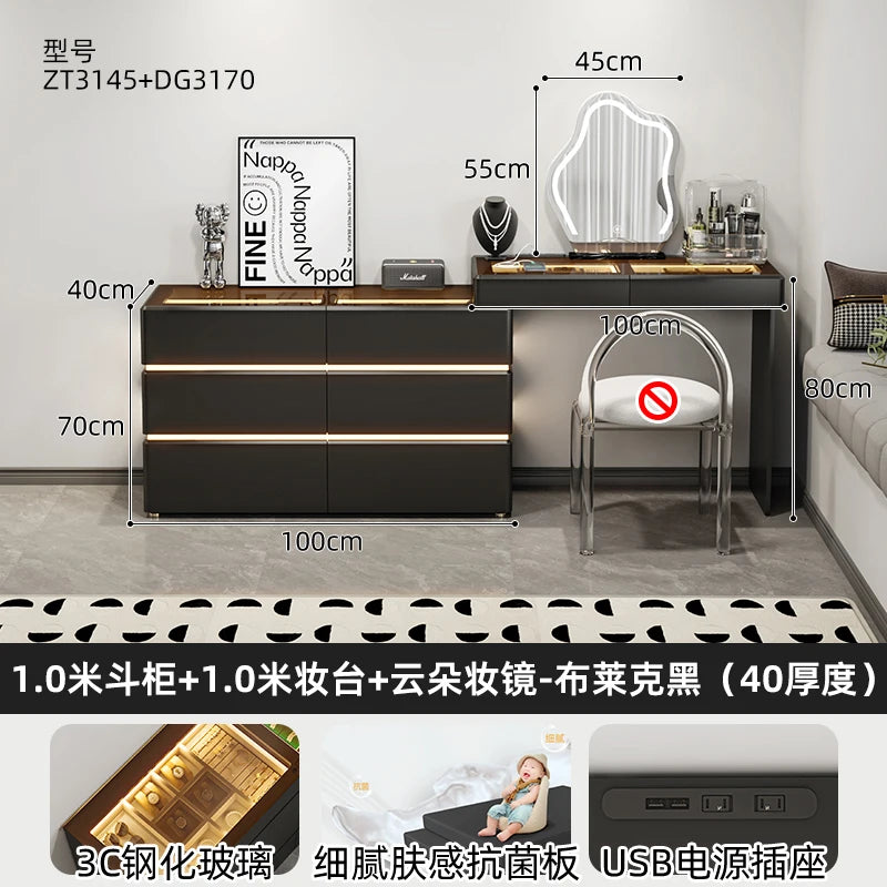 Modern chest of  6 drawers, jewelry cabinet with light