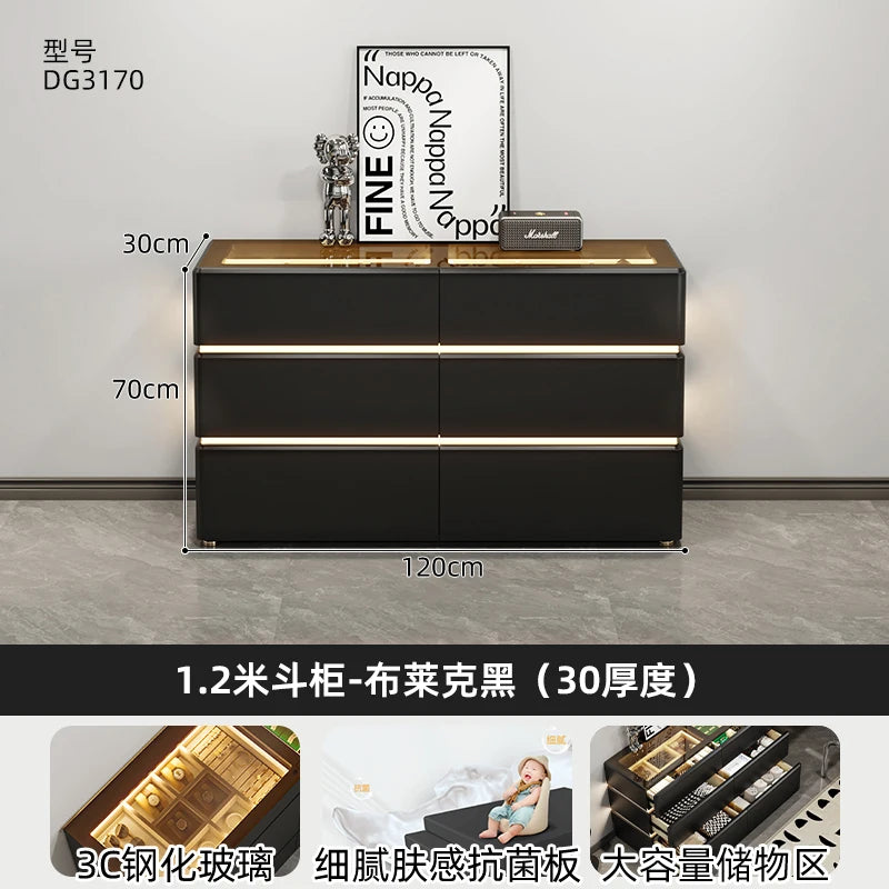 Modern chest of  6 drawers, jewelry cabinet with light