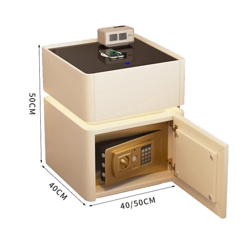 French Minimalist Bedside Table Classic with Safe