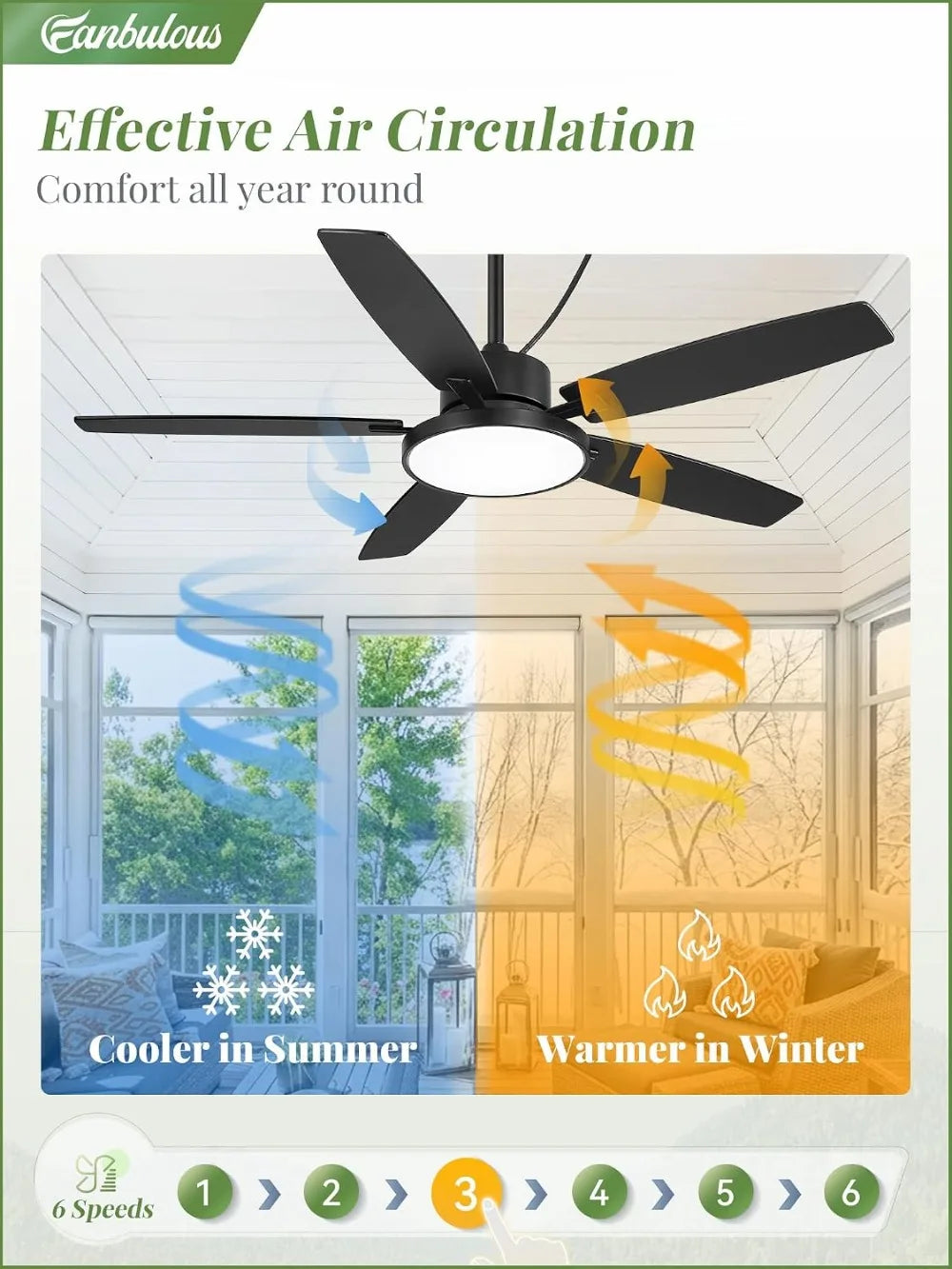 52'' Outdoor Ceiling Fan with Light and Remote