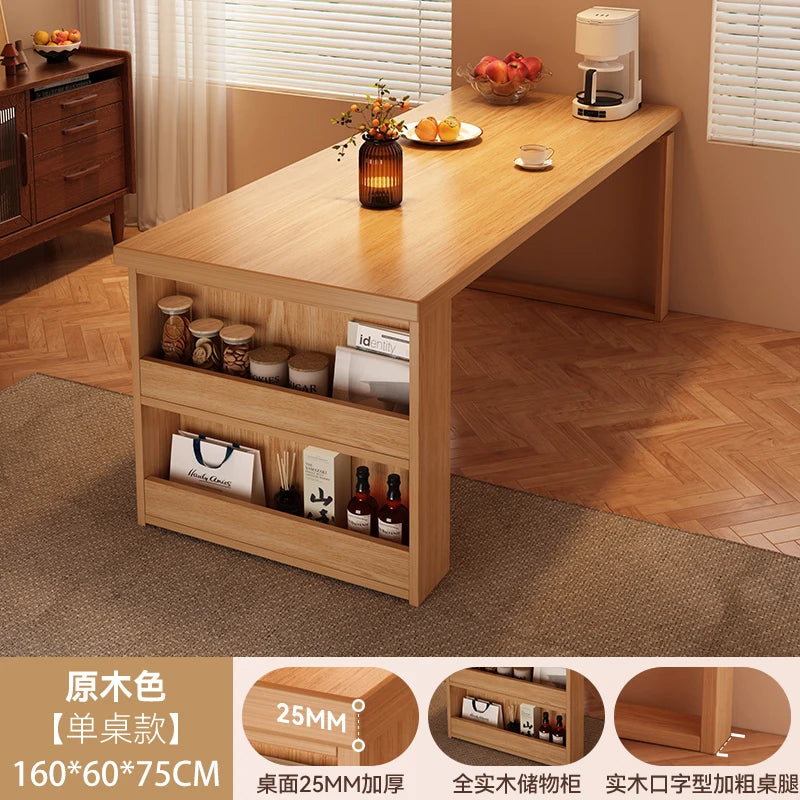 Nordic Walnut Kitchen Island Extendable Dining Table