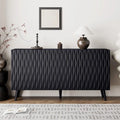 Black Wave Fluted 4-Door Sideboard Buffet