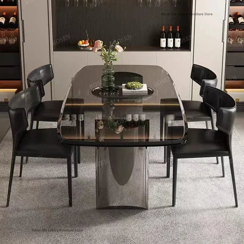 Italian Minimalist Dining Table Modern Simple Transparent Glass Dining Table