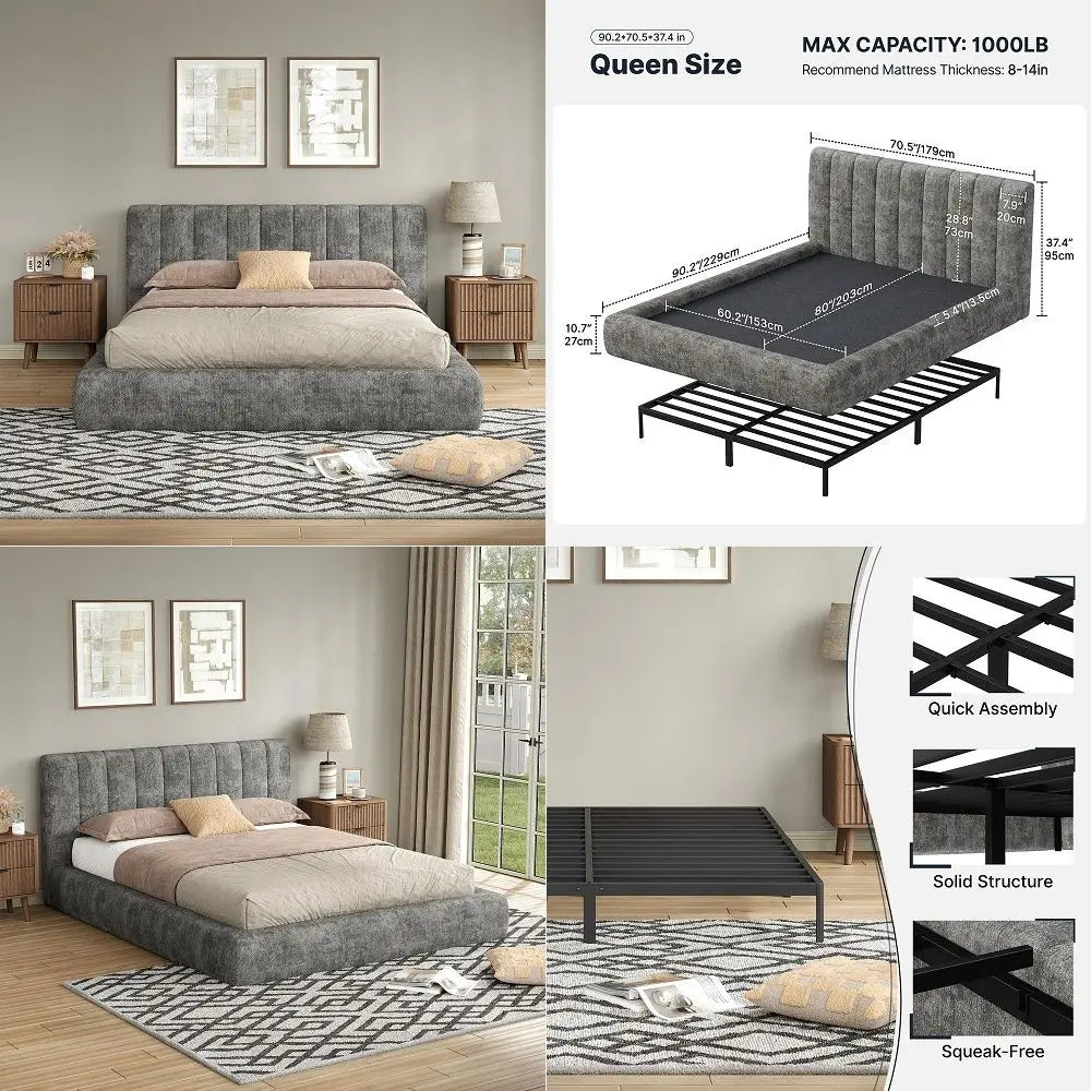 Queen Adjustable Bed Frame and 12 Inch Cooling Gel Memory Foam Mattress Set