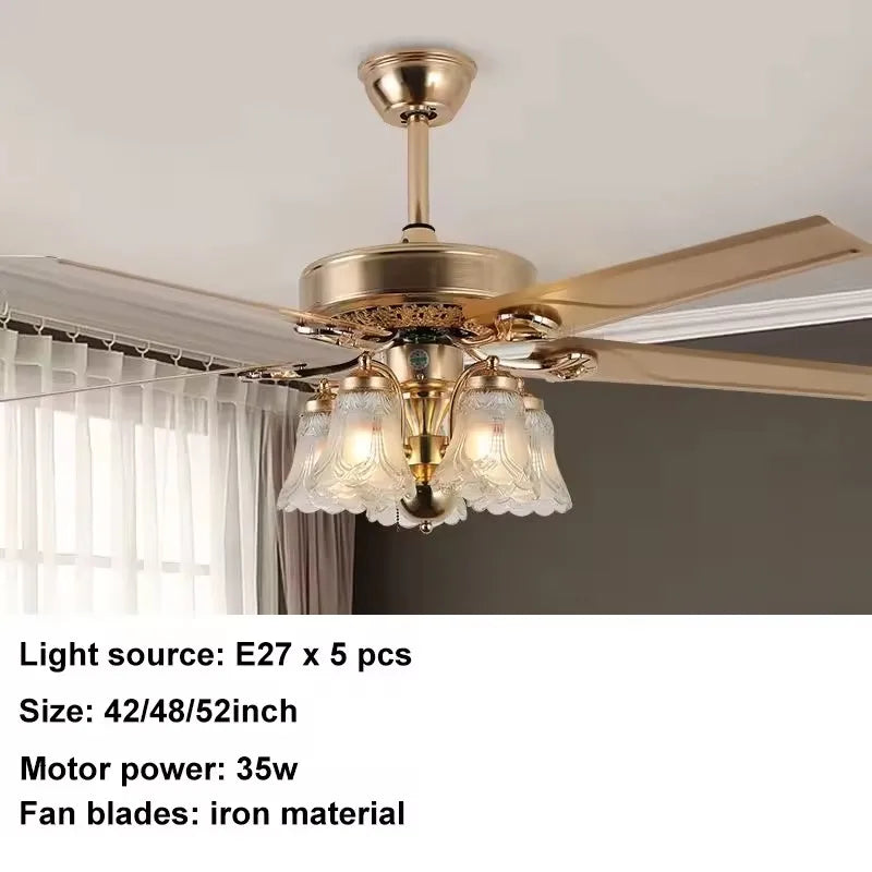 Gold Ceiling Fan Light 42inch 52in