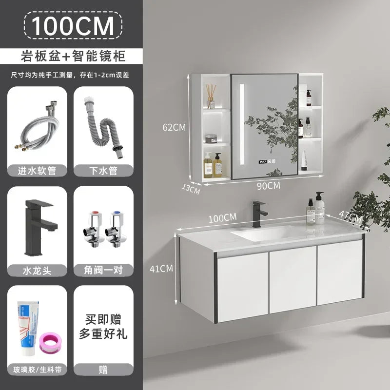 Modern Floating Bathroom Vanity with Sink, 3 Soft-Close Drawers