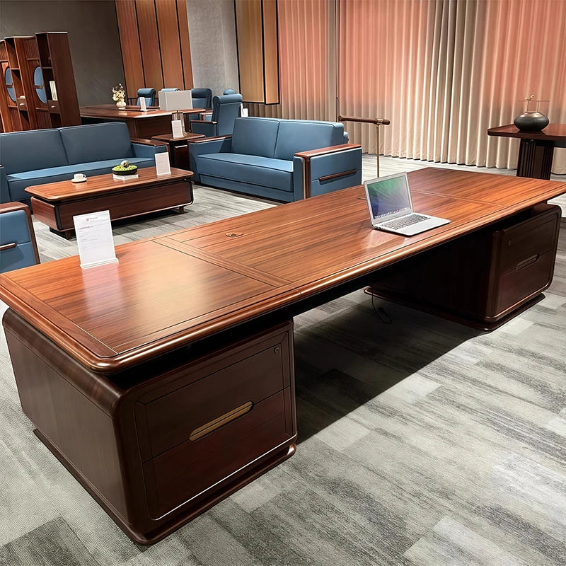 Brown Wood Executive Office Desk Modern Strong Luxury Gaming Computer Desk Study Large Mesa Escriotorio Work Station Table