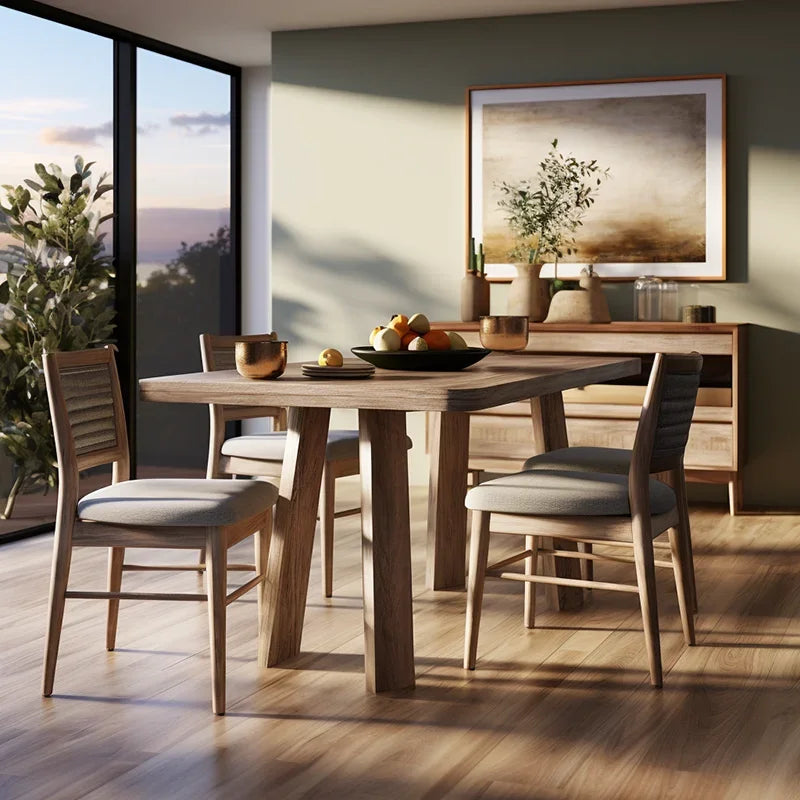 Dining Room Furniture Solid Wooden Dinning Set With 6 Chairs Dining Table
