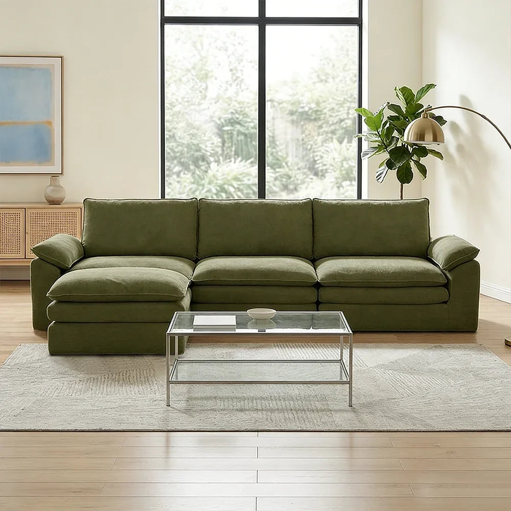 Modern Cloud Modular Sofa Set, Soft Thick Memory Foam, Frameless Couch with Pillows