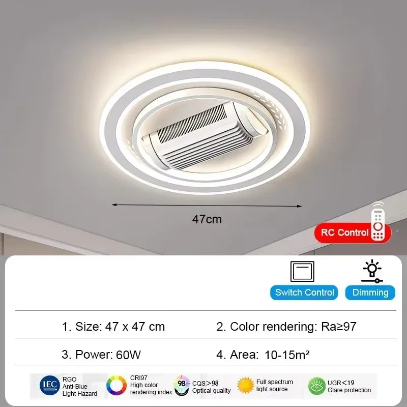 Bladeless Ceiling Fan With LED Remote