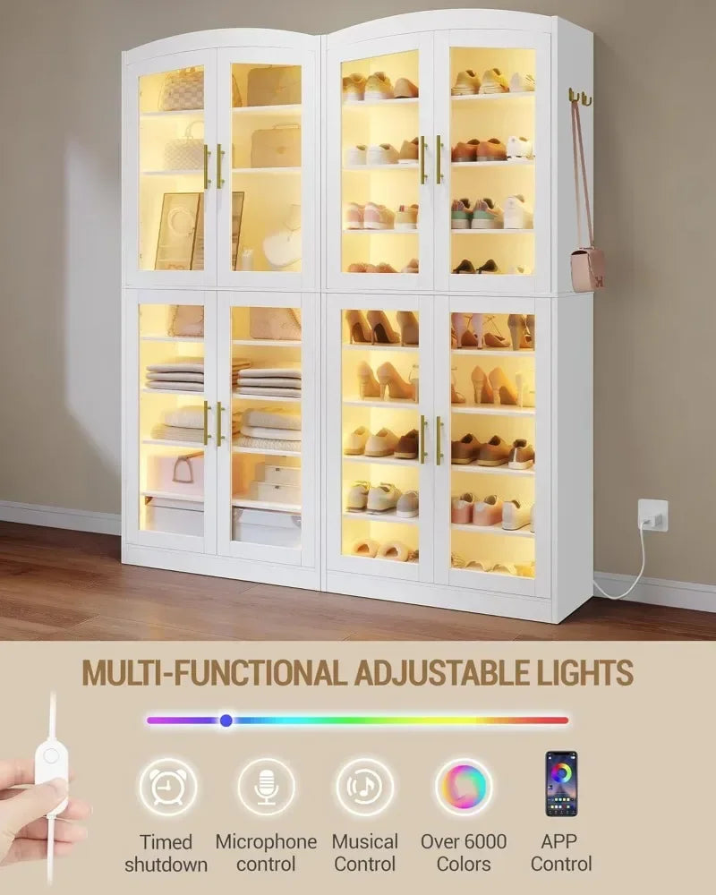 9 Tier Shoe Storage Cabinet with Glass Doors