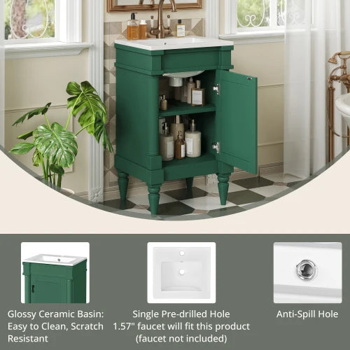 18-Inch Modern Bathroom Vanity with Sink