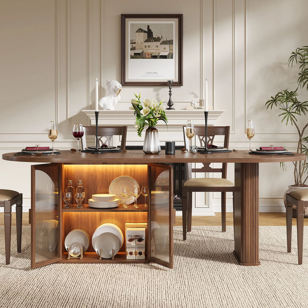 Modern Walnut 70 Inch Oval Dining Table for 6-8 People