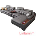 Italian Genuine Leather Sofa - Bluetooth Speaker, USB Charging