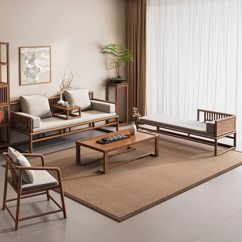 New Chinese Solid Wood Sofa Bed Coffee Table Combination