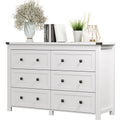 Wood 6 Drawer Dresser, 47" Wide Modern Double Chest of Drawers