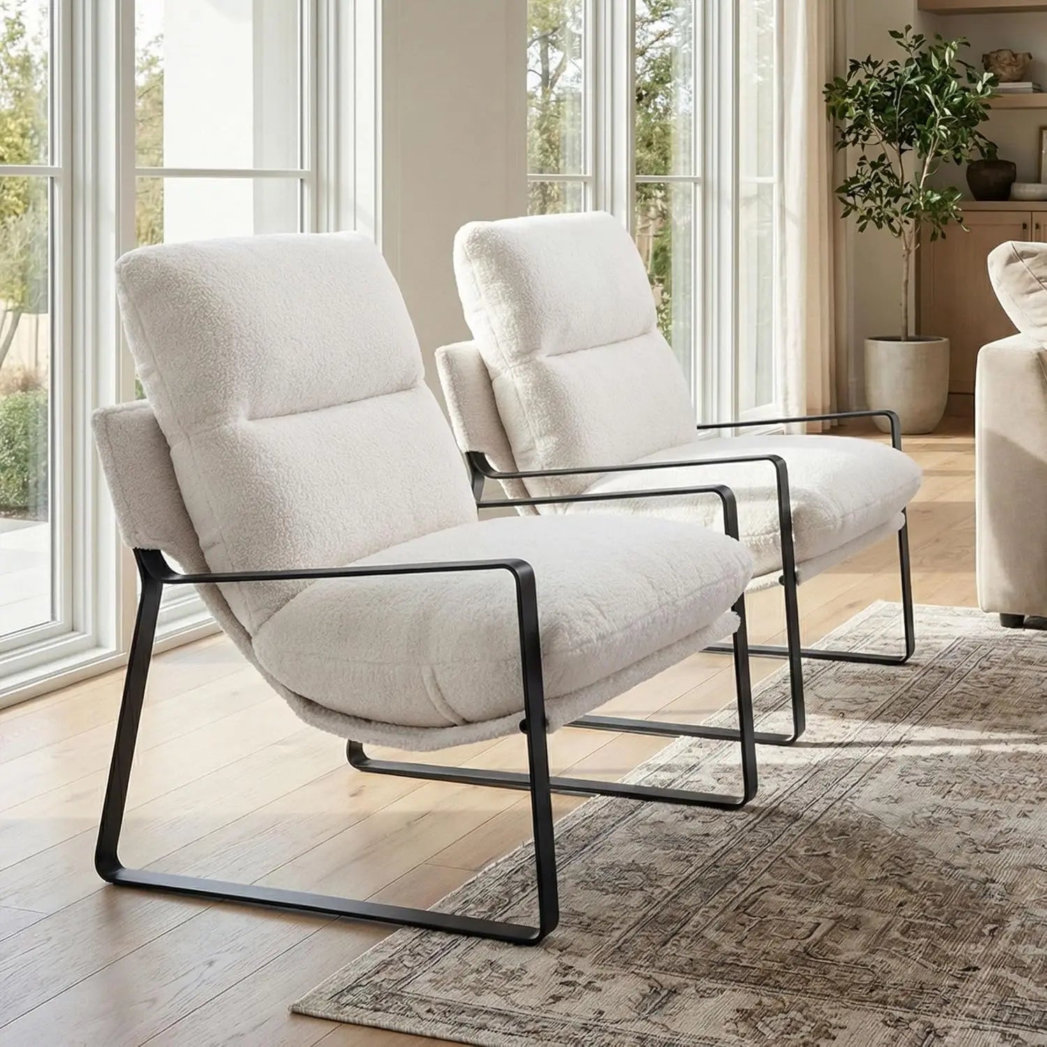 Leather Accent Armchair Set of 2