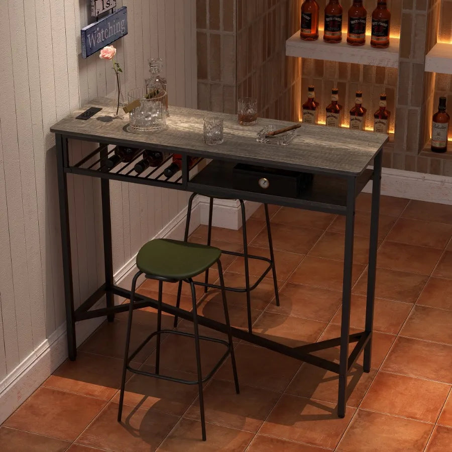 Counter Height Bar Table with Charging Station