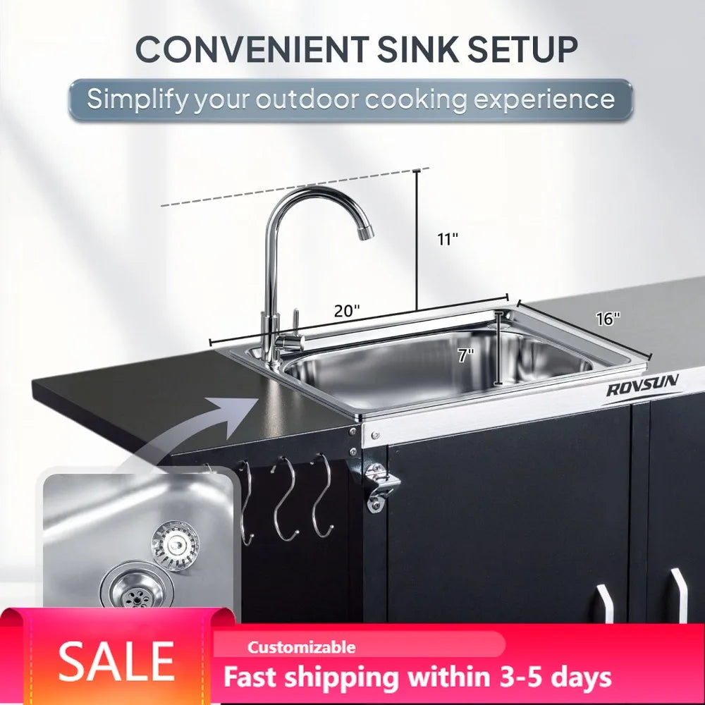 Outdoor Grill Cart with Sink