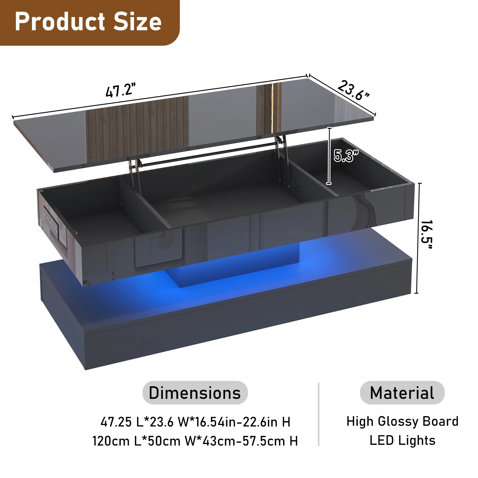 High Glossy LED Coffee Tables for Living Room,