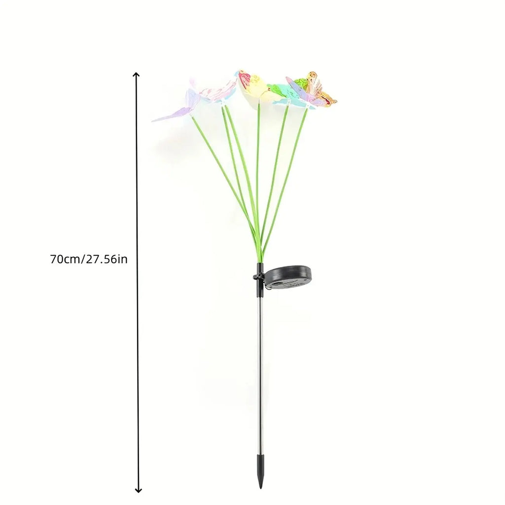 1PC 6-Head LED Solar Fiber Optic Butterfly Lights, 2 Modes Outdoor Idea Landscape Lighting
