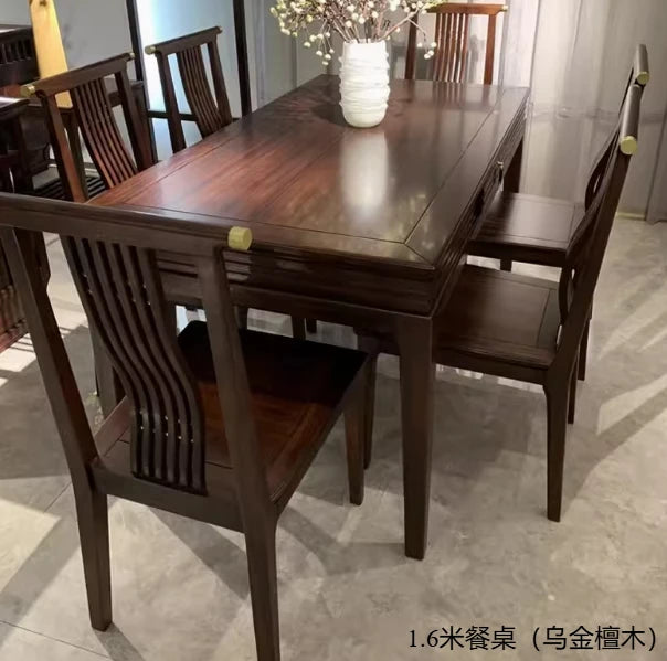 New Chinese-style all-solid wood rectangular dining table and chair combination