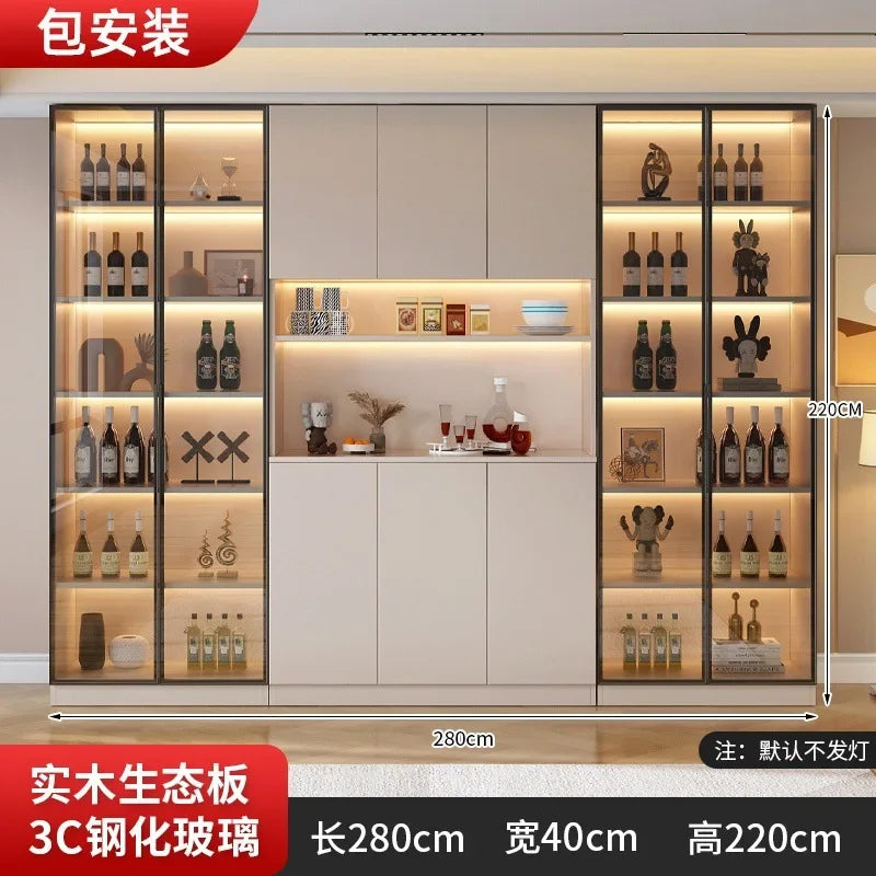 Kitchen Cabinet Sideboards Tall Cabinet with Glass Doors and Drawer Wine Cabinet Pantry Hunch with Shelves Kitchen Island