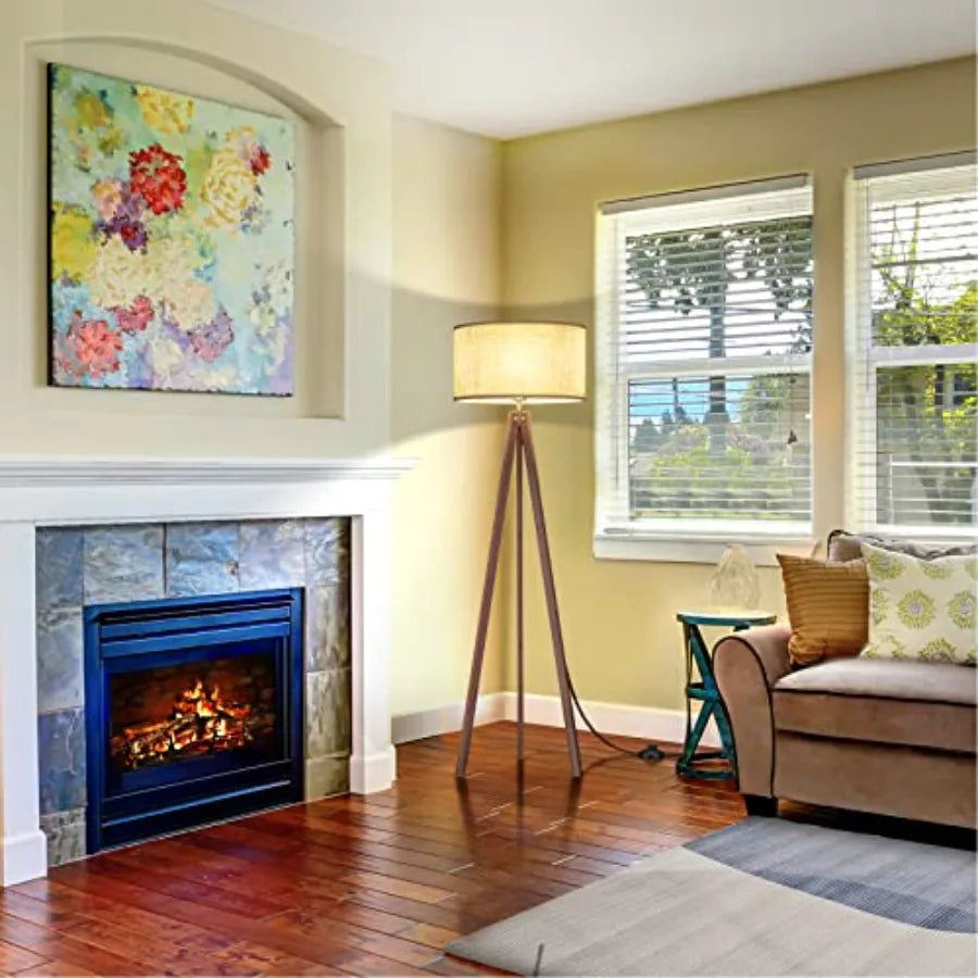 Wood Tripod Floor Lamp