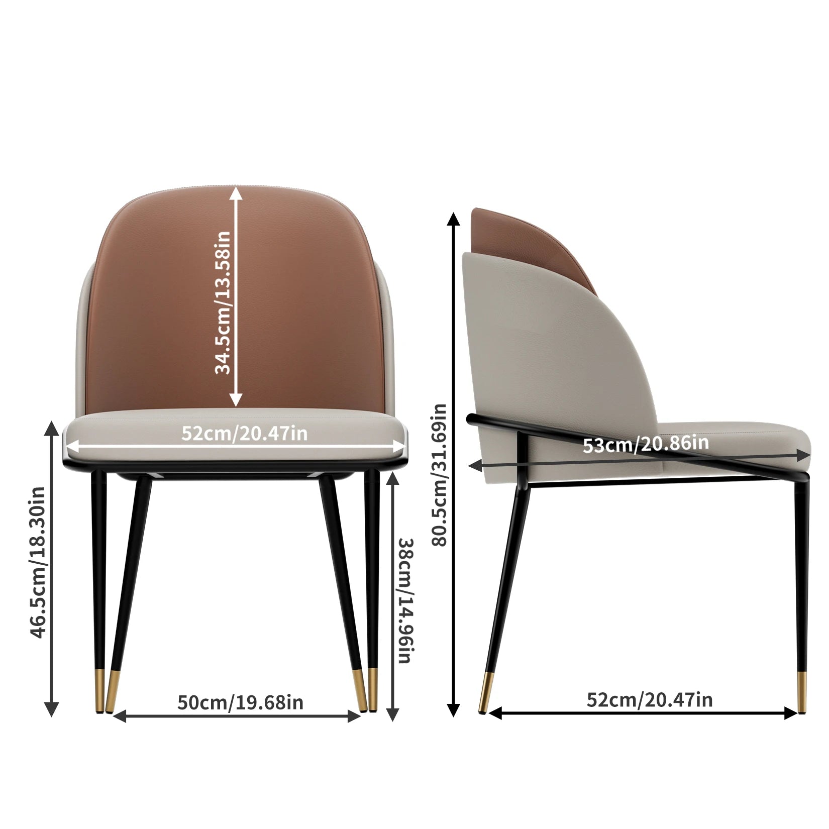 Dining Chairs Set of 2, Faux Leather Dining Chairs