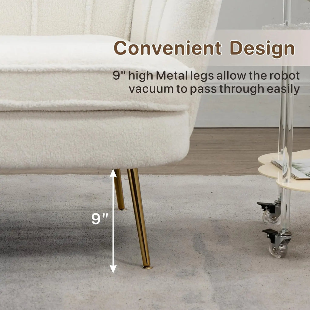 2-Seater Sofa, 59" Loveseat Settee with Gold Metal Legs