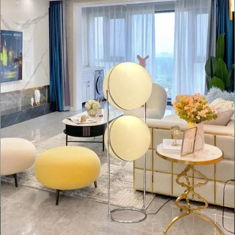 Modern Creative Floor Lamp White Yellow Acrylic Ball