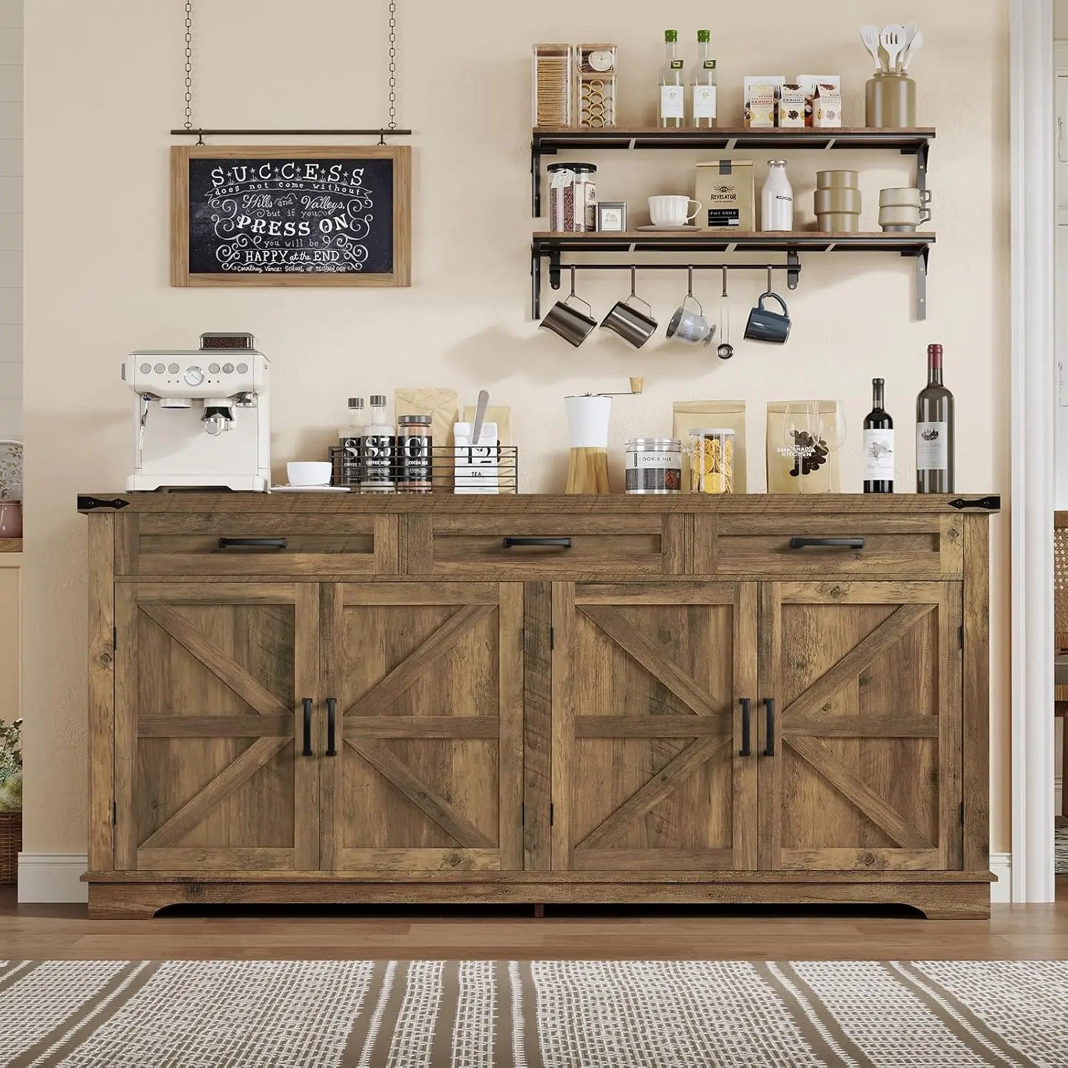 Large Buffet Cabinet with 4 Doors 3 Drawers