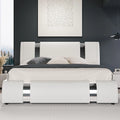 Modern Faux Leather Bed Frame with Iron Pieces