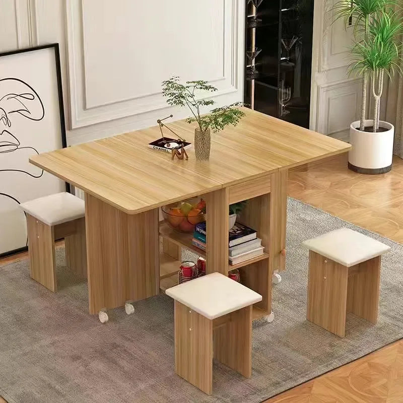 Folding Dining Table Set 4 Chairs Italian Nordic Luxury Dining Table Decorate Simple Mesas Y Sillas De Comedor Kitchen Furniture