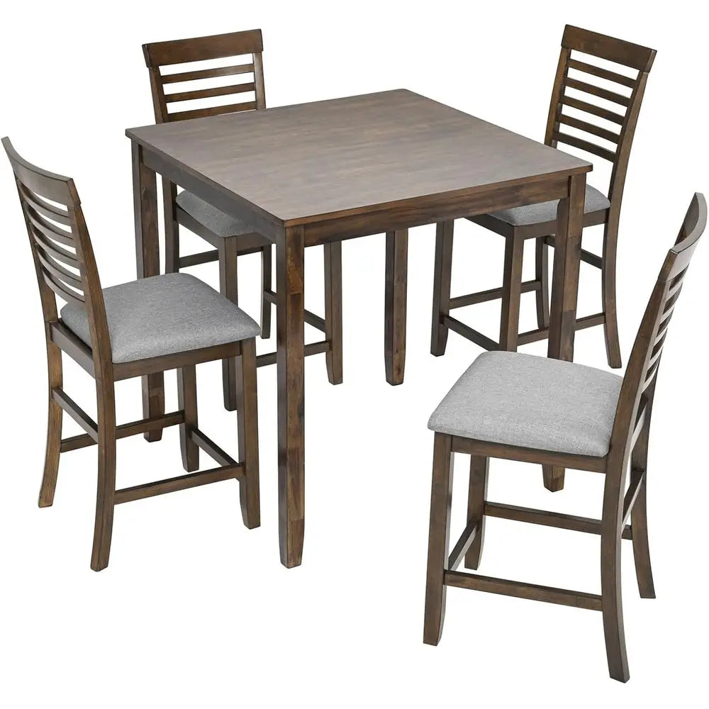 Walnut Square Counter Height Dining Table for 4